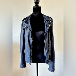 Goosecraft Leather Navy Blue Jacket